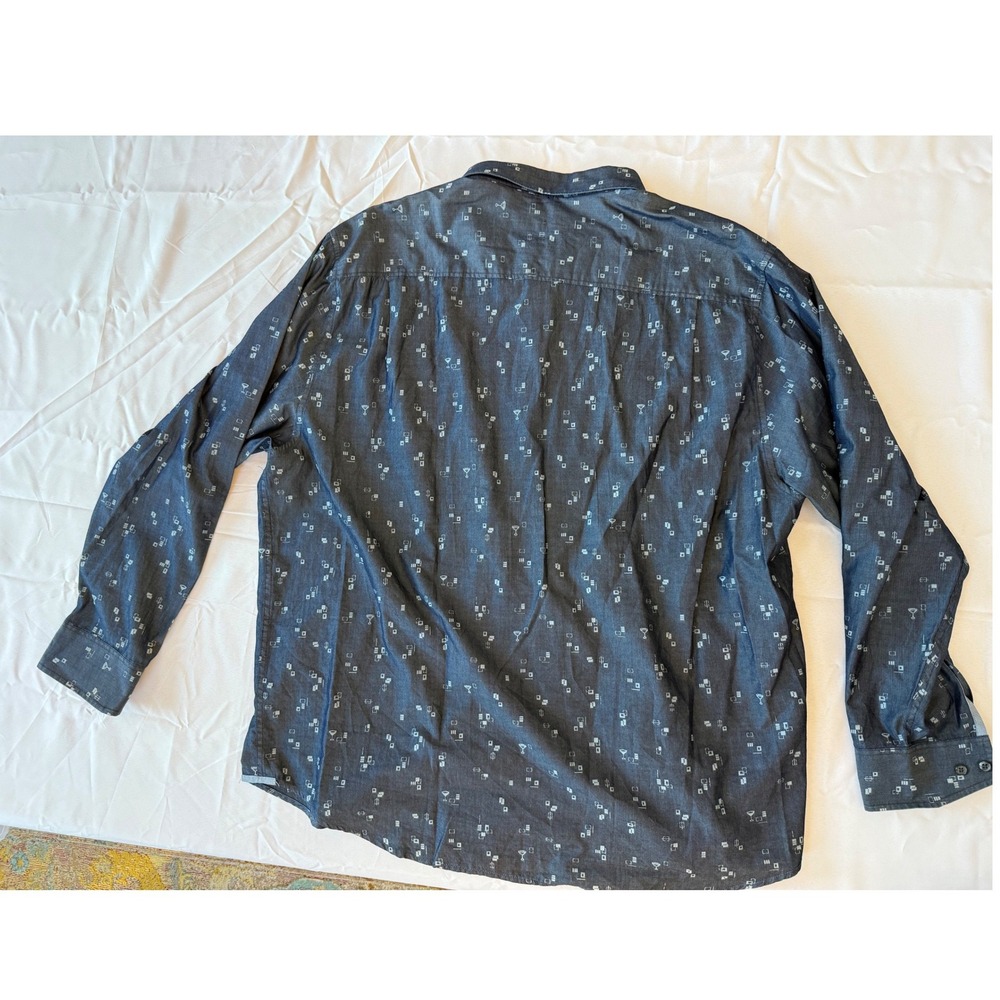 Tommy Bahama Mens Button Up Shirt XXL Blue Geometric Long Sleeve Casual Preppy - Picture 2 of 9